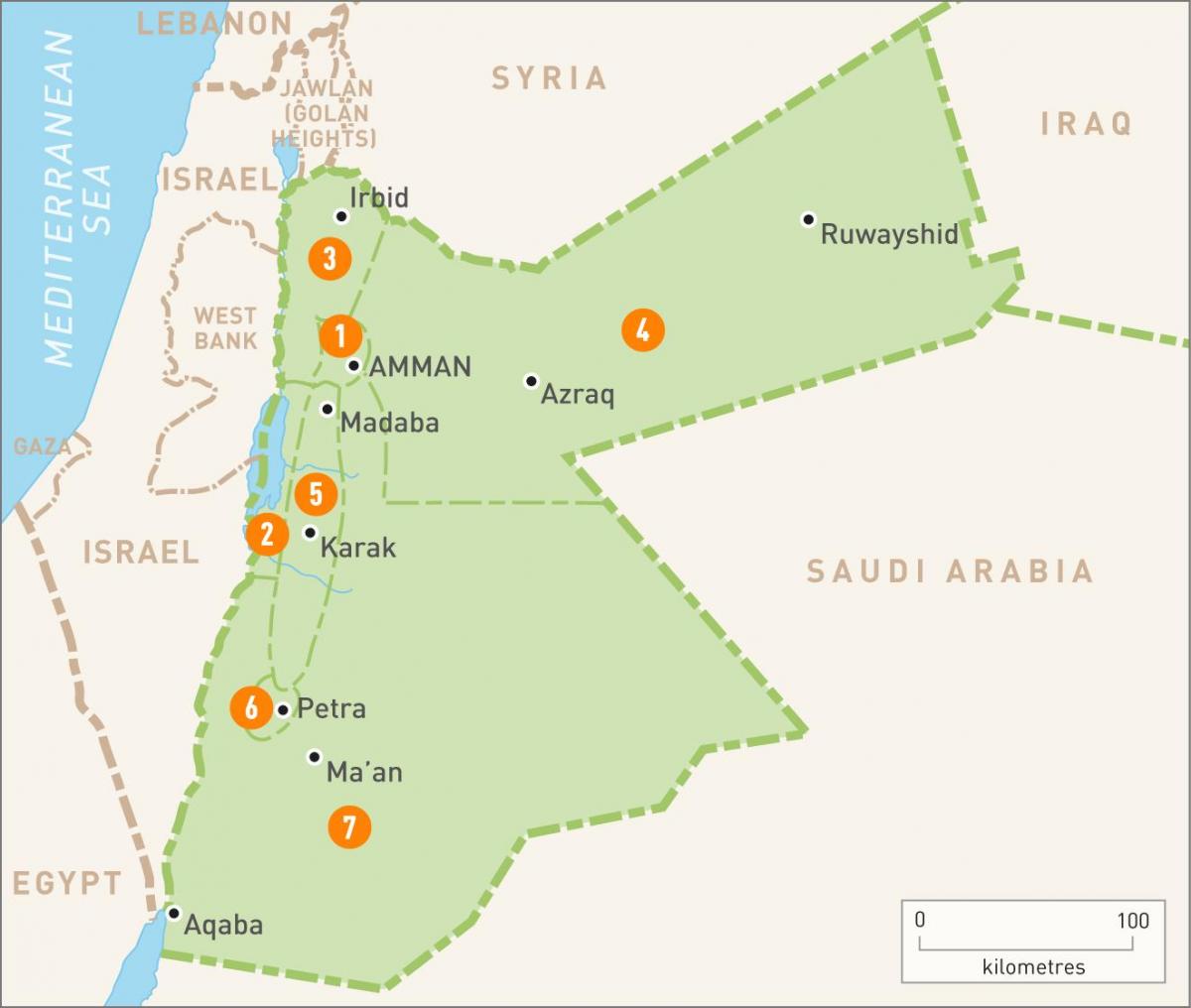 amman, Giordania sulla mappa