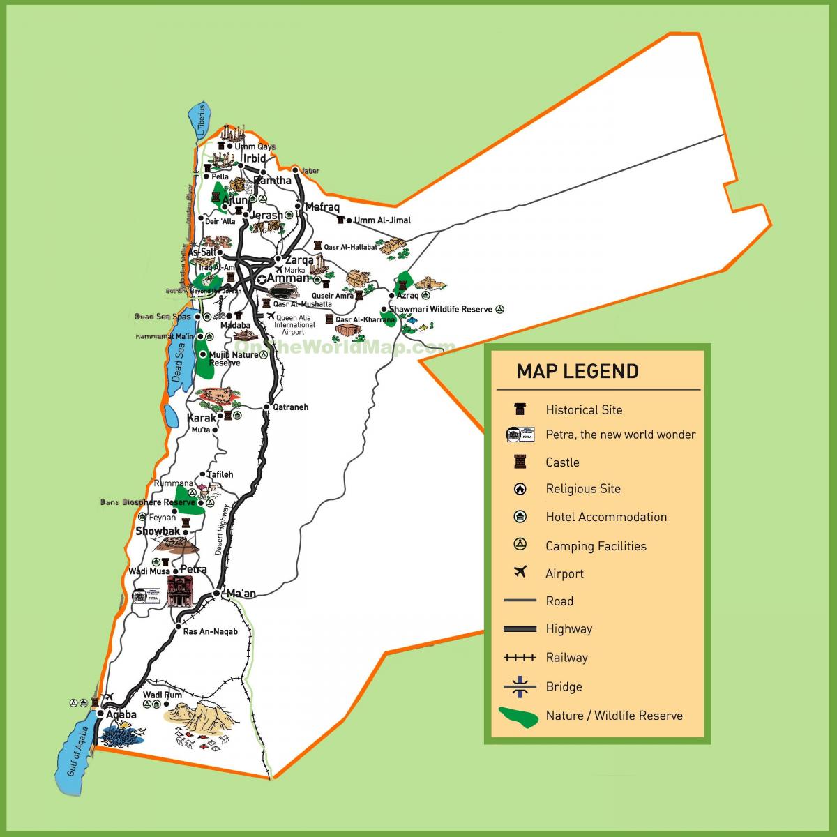 mappa di Giordania siti turistici