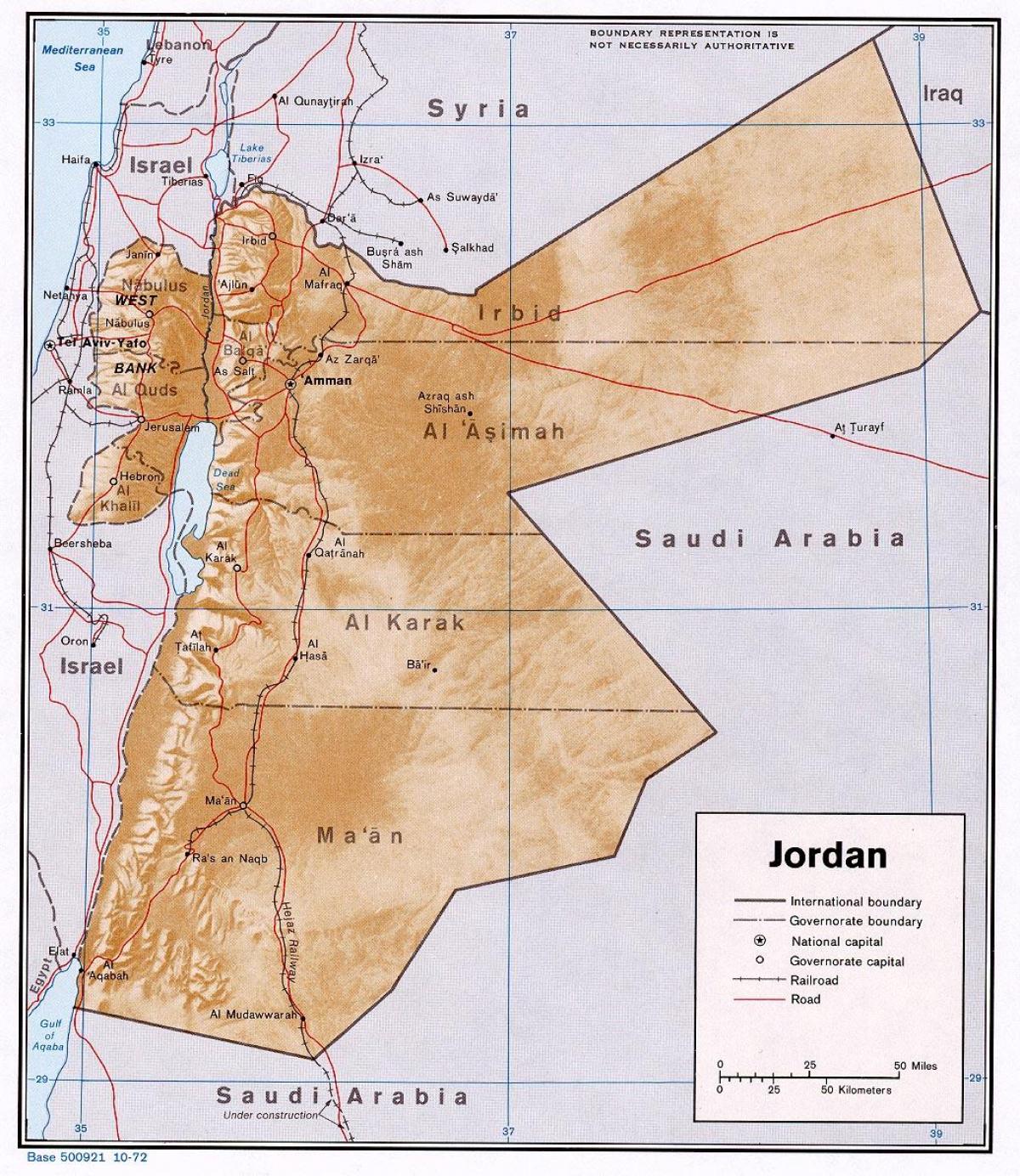 la mappa mostra la Giordania