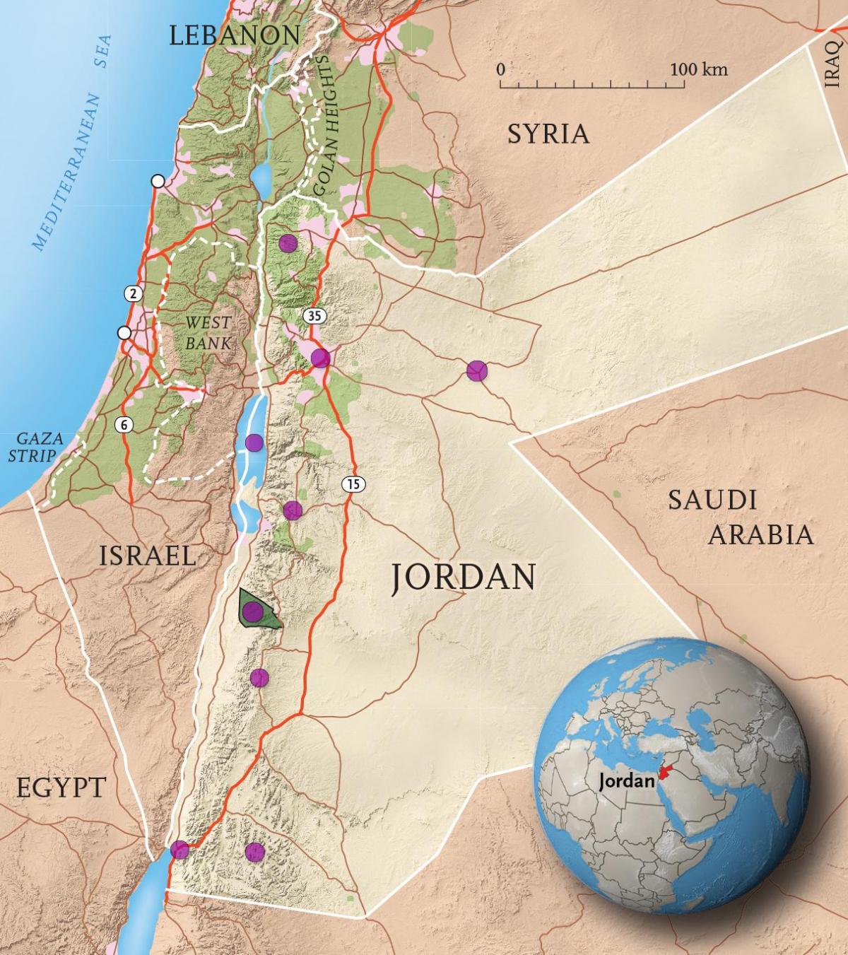 regno di Giordania mappa