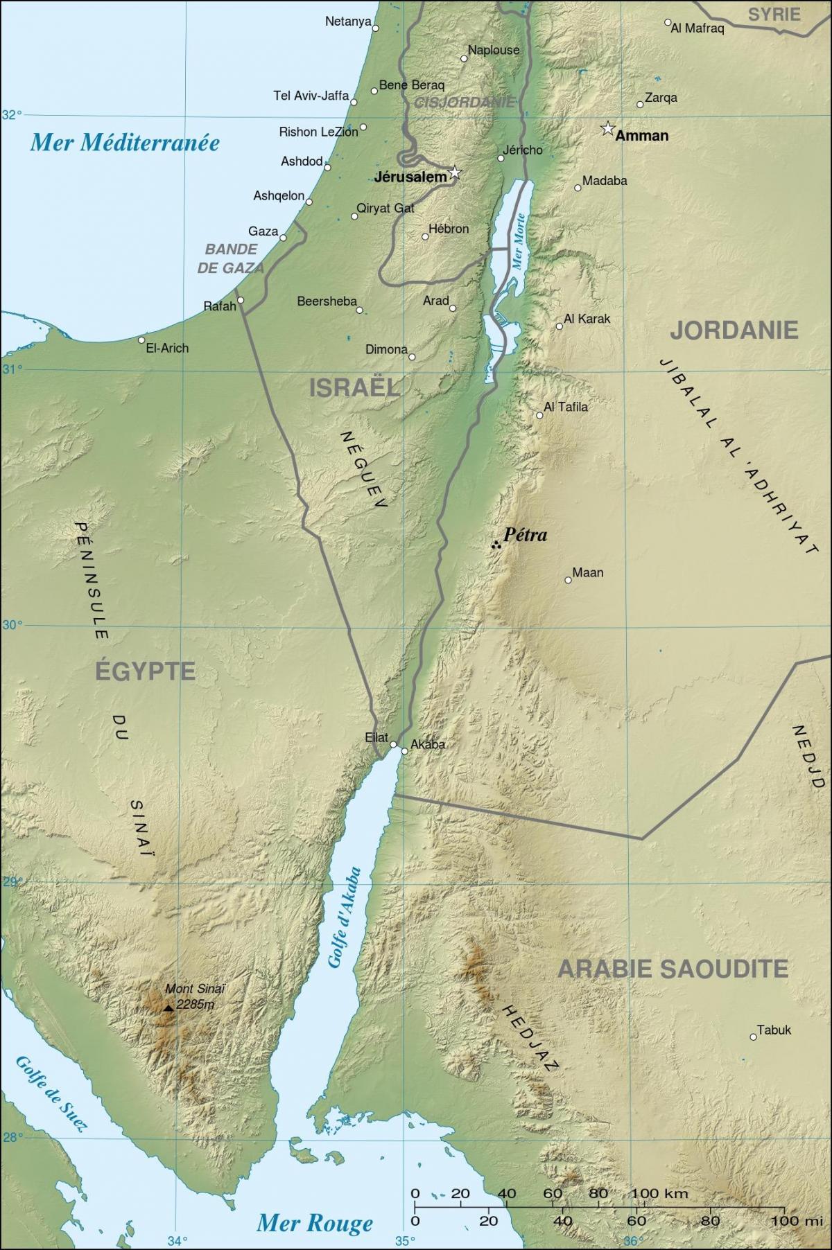mappa di Giordania petra che mostrano