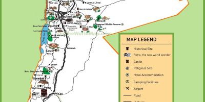 Mappa di Giordania siti turistici