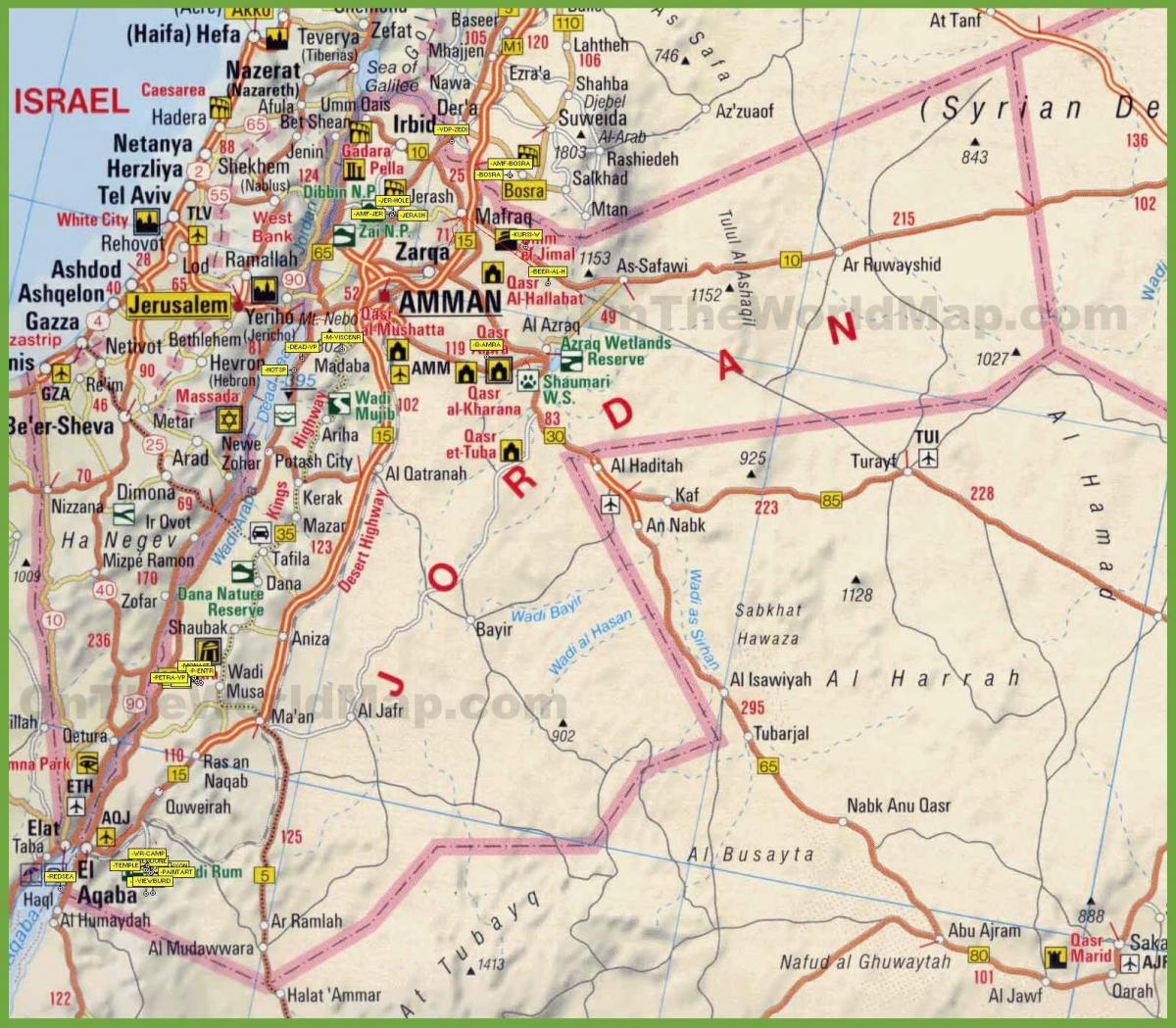 mappa di Giordania strada