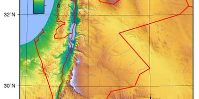 Mappa di Giordania elevazione